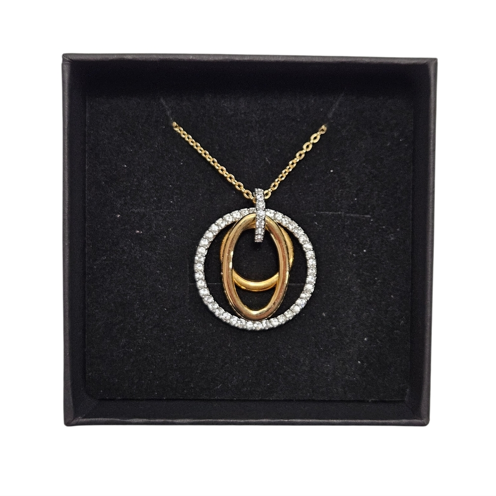 Swarovski Mambo Gold Tone Pavé Crystal Pendant Necklace - Picture 1 of 8